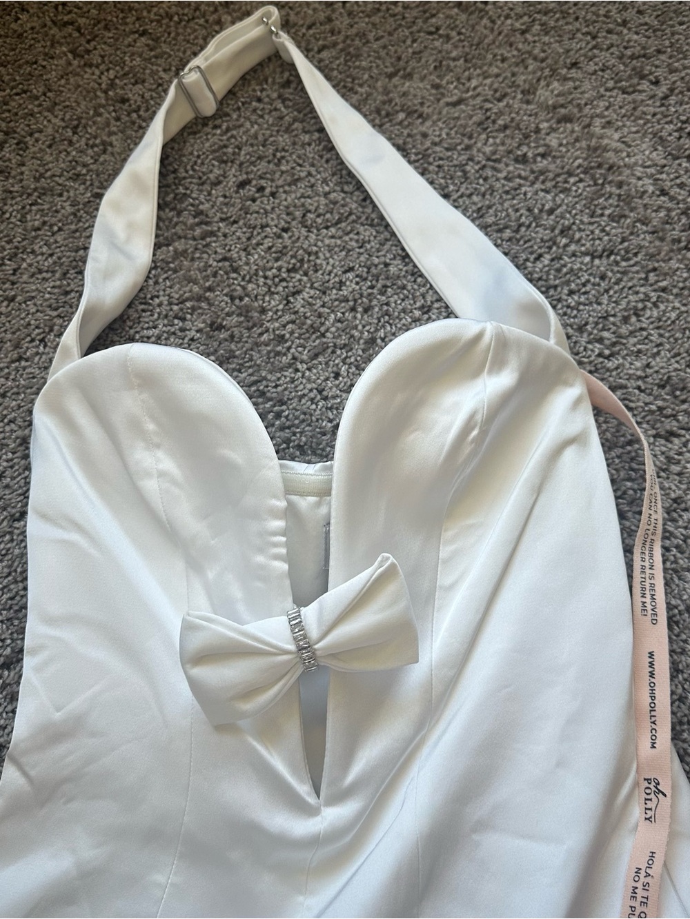 Oh Polly White Halter Mini Dress with Bow Detail - Picture 5 of 7